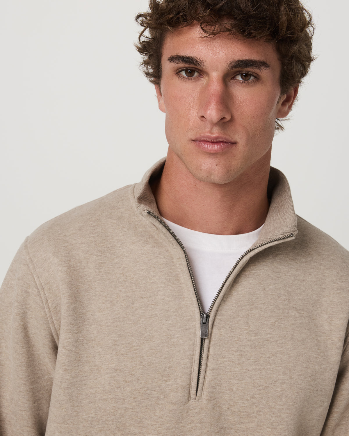 Men Vuori Seaside Half Zip Men's Acorn Heather Fleece Pullover