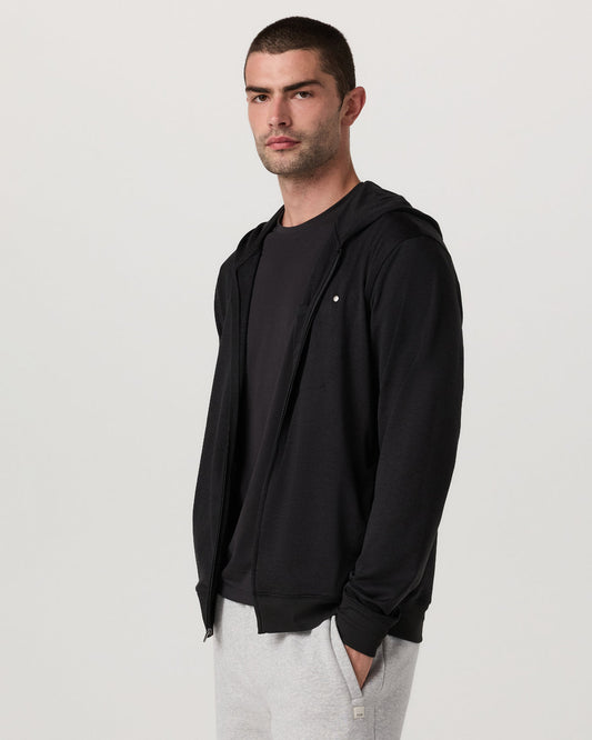 Men Vuori Ponto Full Zip Hoodie Men's Black Heather Hoodie
