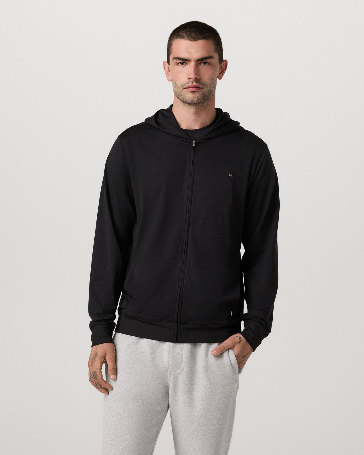 Men Vuori Ponto Full Zip Hoodie Men's Black Heather Hoodie