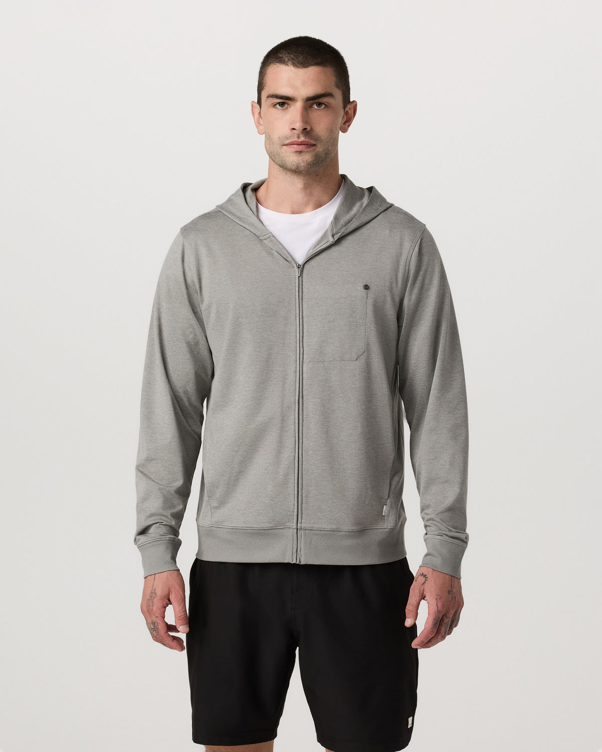 Men Vuori Ponto Full Zip Hoodie Men's Driftwood Heather Hoodie