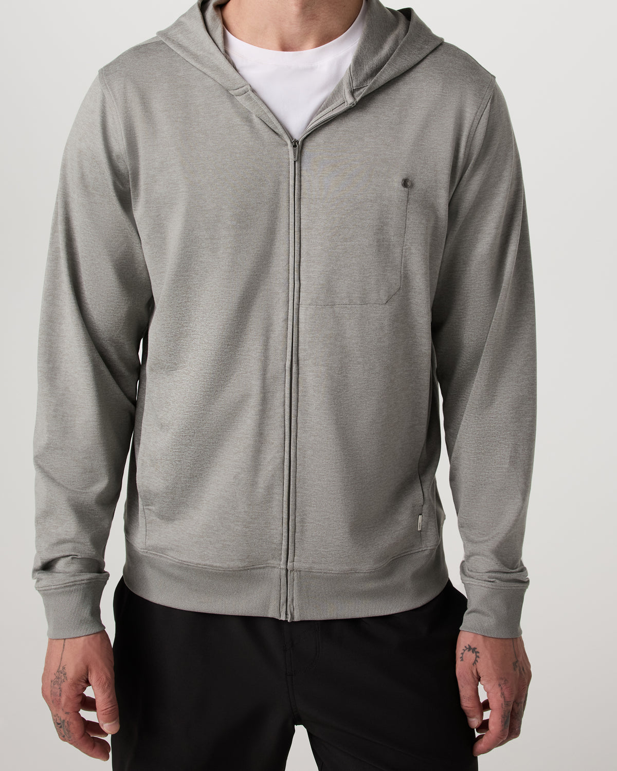 Men Vuori Ponto Full Zip Hoodie Men's Driftwood Heather Hoodie