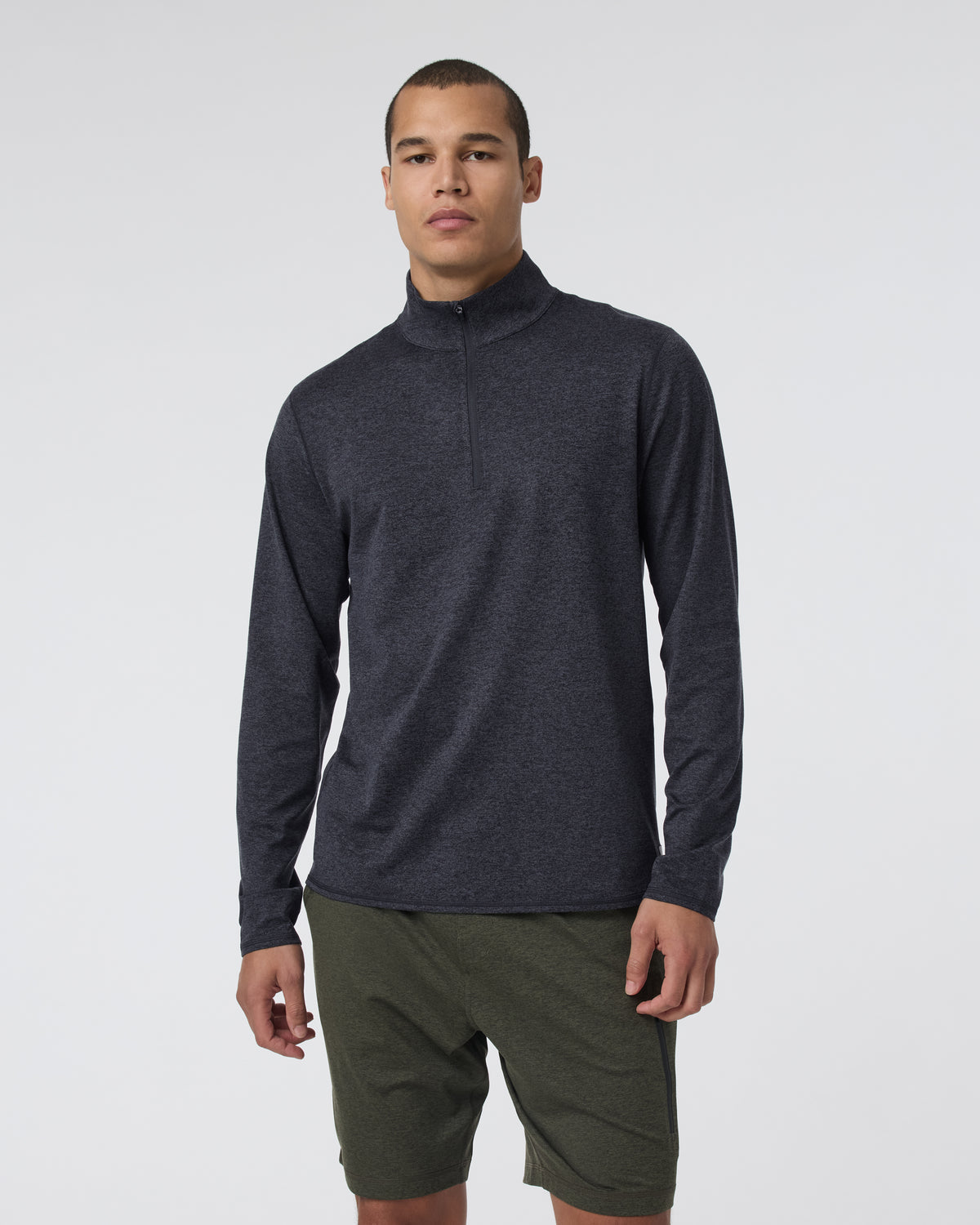 Men Vuori Ponto Half Zip Mock Neck Charcoal Heather