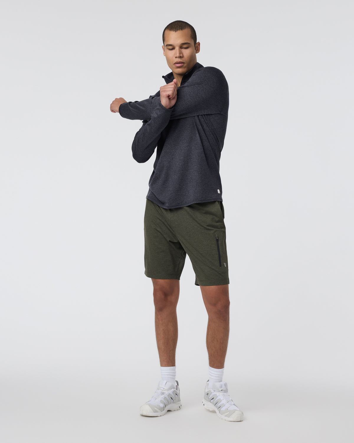 Men Vuori Ponto Half Zip Mock Neck Charcoal Heather