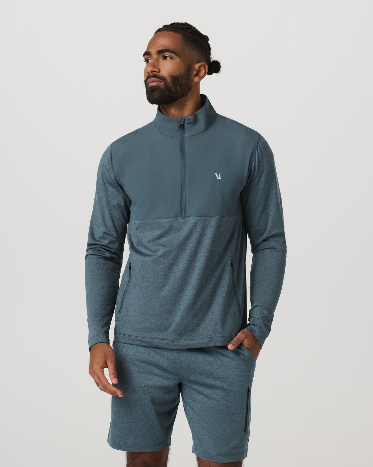 Men Vuori Sunday Element Half Zip Men's Blue Sea Heather Layer