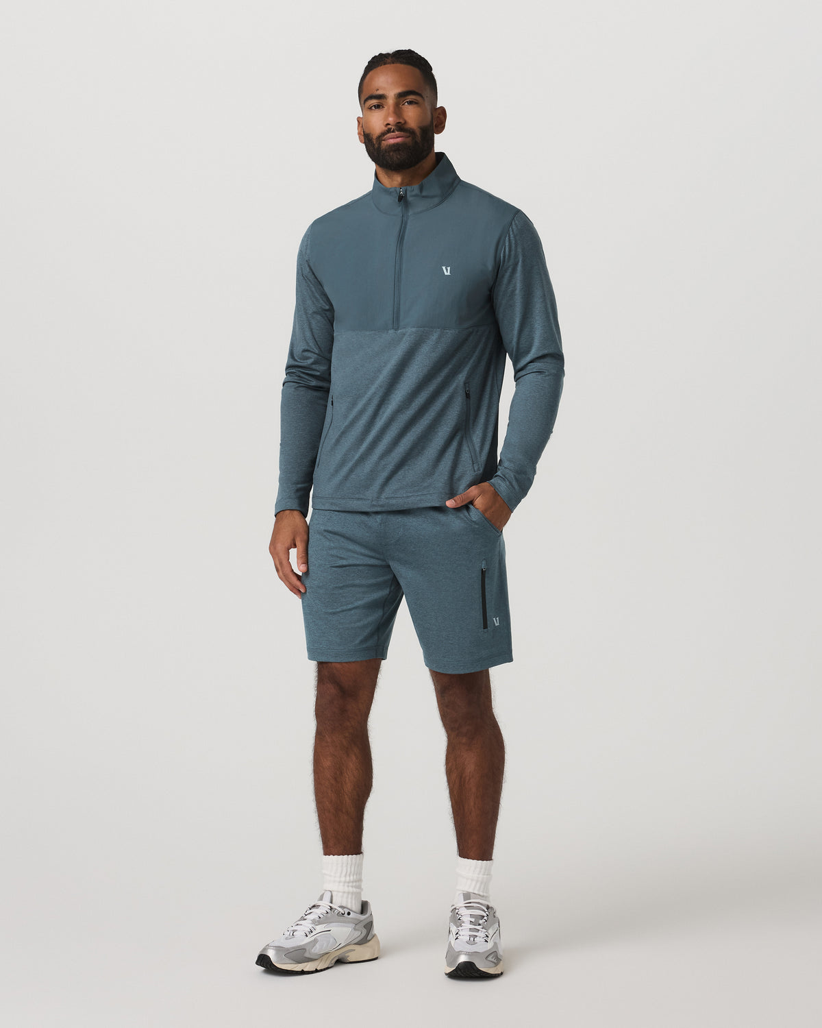 Men Vuori Sunday Element Half Zip Men's Blue Sea Heather Layer