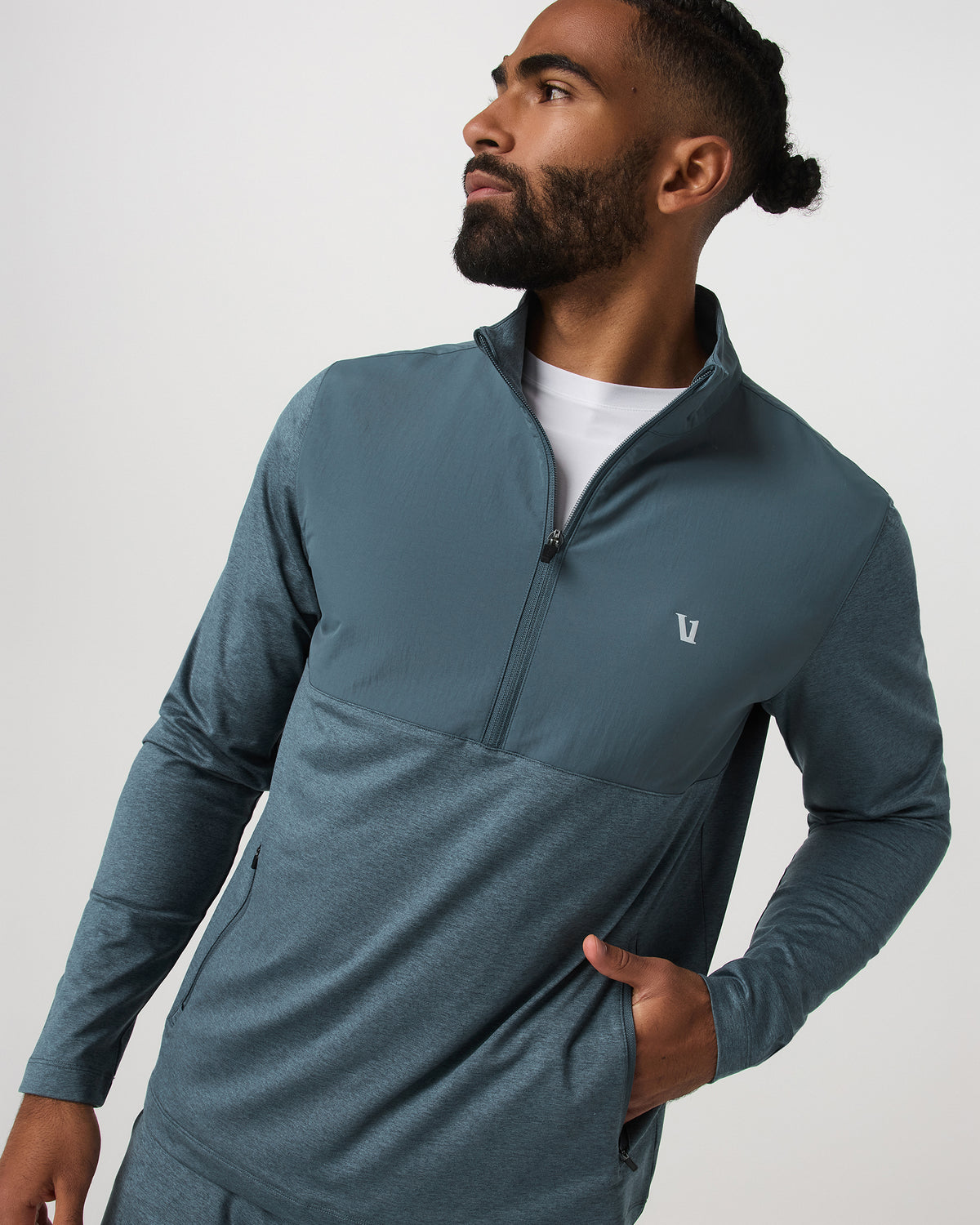 Men Vuori Sunday Element Half Zip Men's Blue Sea Heather Layer