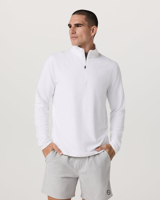 Men Vuori Ponto 1/2 Zip Mock Neck Men's White Mock Neck Top