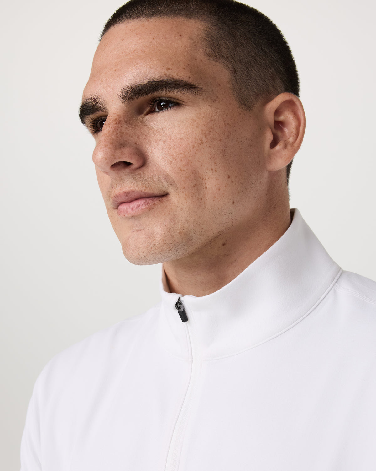 Men Vuori Ponto 1/2 Zip Mock Neck Men's White Mock Neck Top