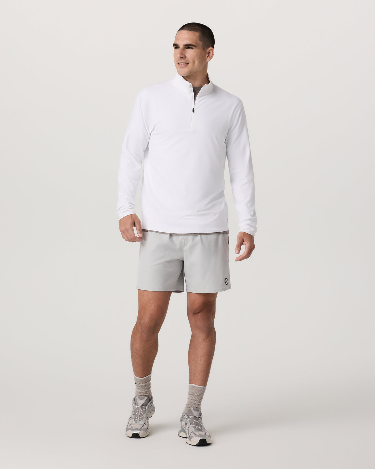 Men Vuori Ponto 1/2 Zip Mock Neck Men's White Mock Neck Top