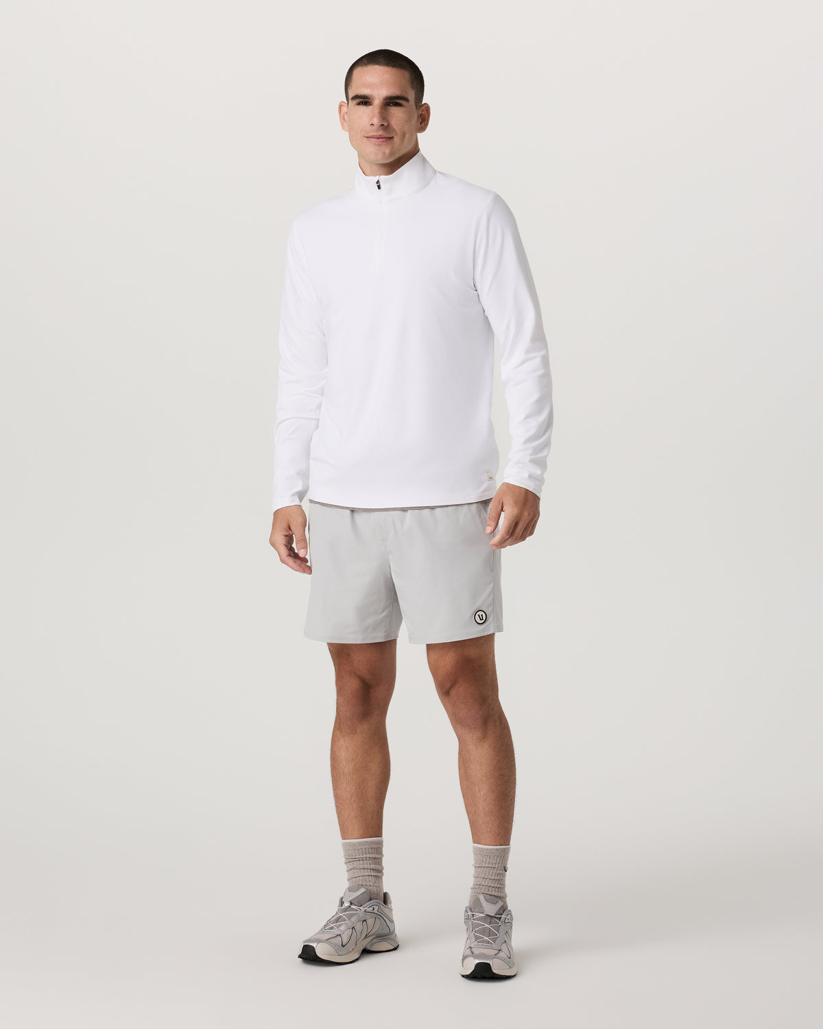 Men Vuori Ponto 1/2 Zip Mock Neck Men's White Mock Neck Top