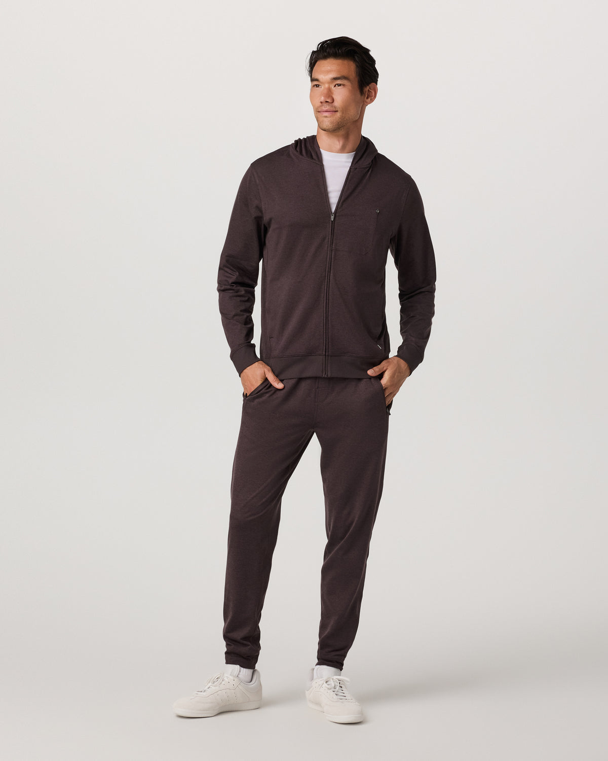Men Vuori Ponto Full Zip Hoodie Men's Sangria Heather Hoodie