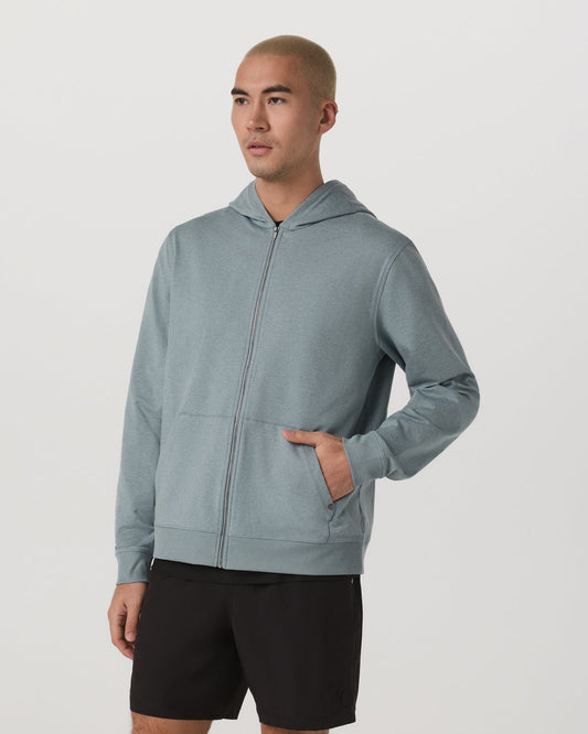 Men Vuori Coronado Full Zip Hoodie 2.0 Misty Blue Heather Jacket