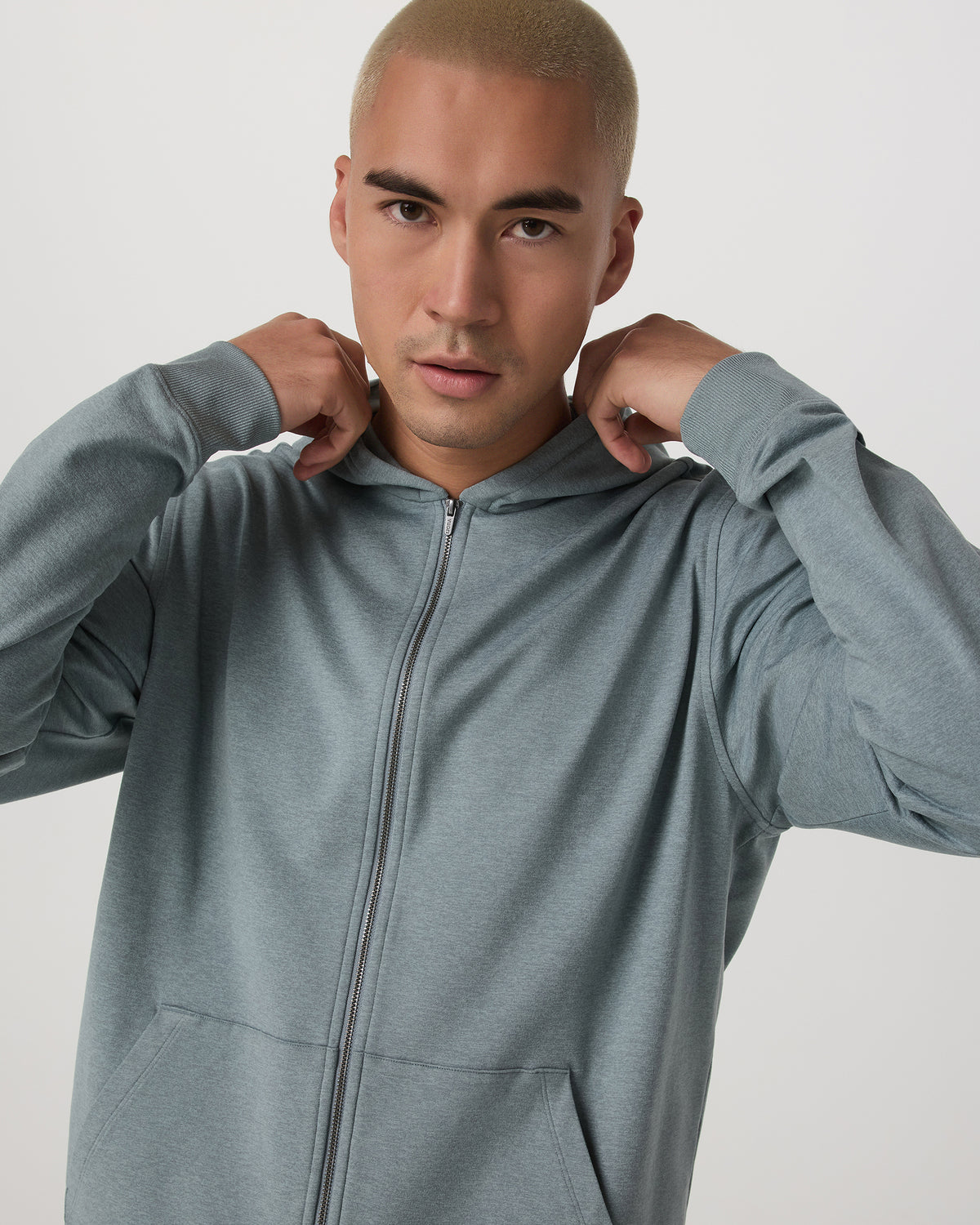 Men Vuori Coronado Full Zip Hoodie 2.0 Misty Blue Heather Jacket