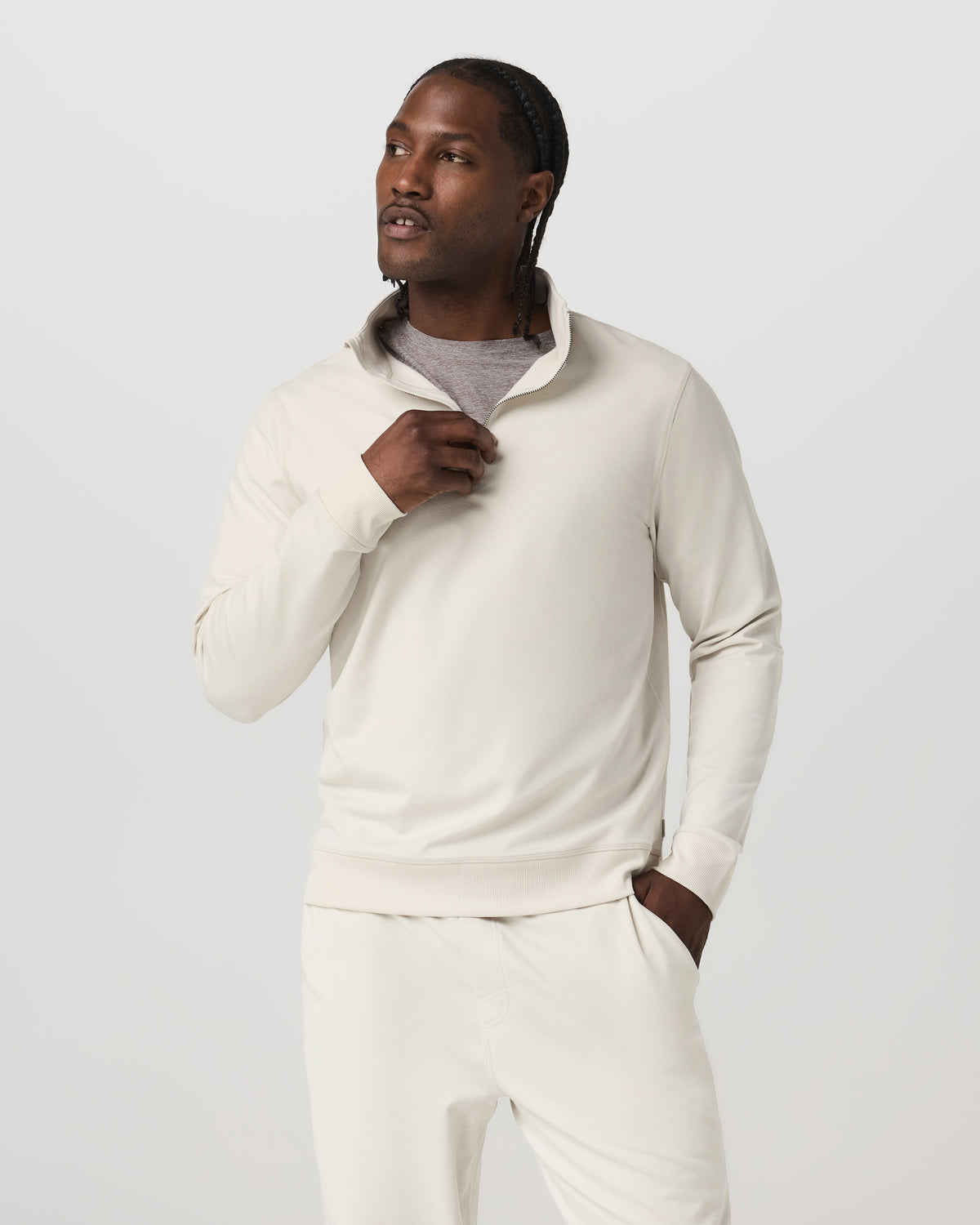 Men Vuori Coronado Half Zip Men's Ivory Heather Pullover