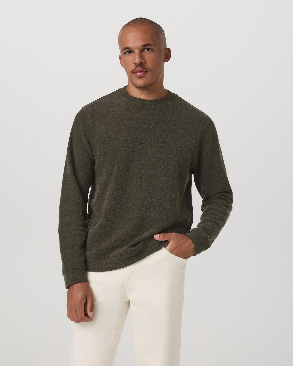Men Vuori Beach Fleece Crew Men's Dark Oregano Heather Sweatshirt