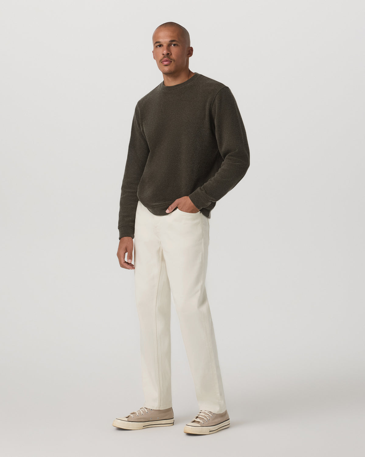 Men Vuori Beach Fleece Crew Men's Dark Oregano Heather Sweatshirt