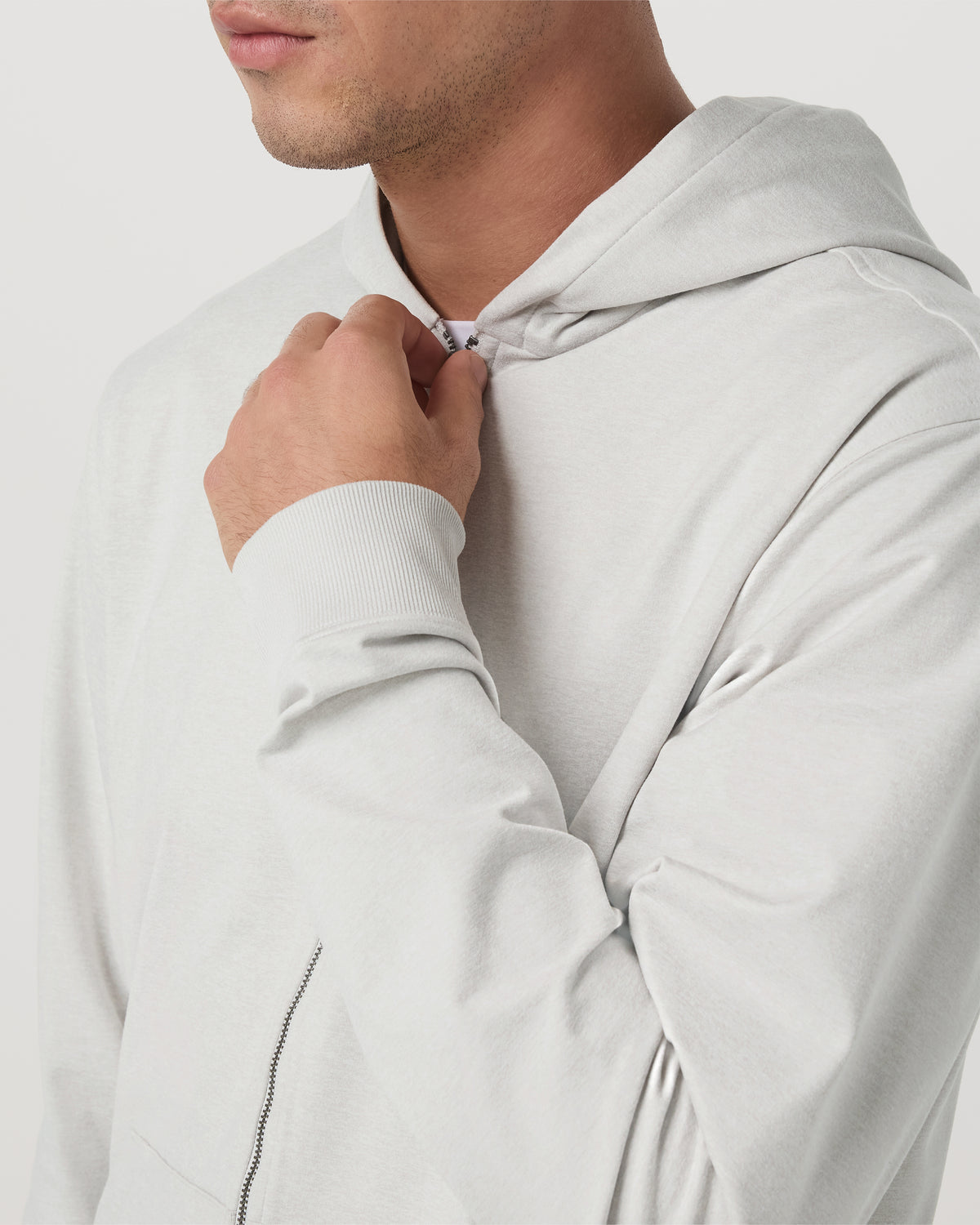 Men Vuori Coronado Full Zip Hoodie 2.0 Men's Salt Heather Jacket