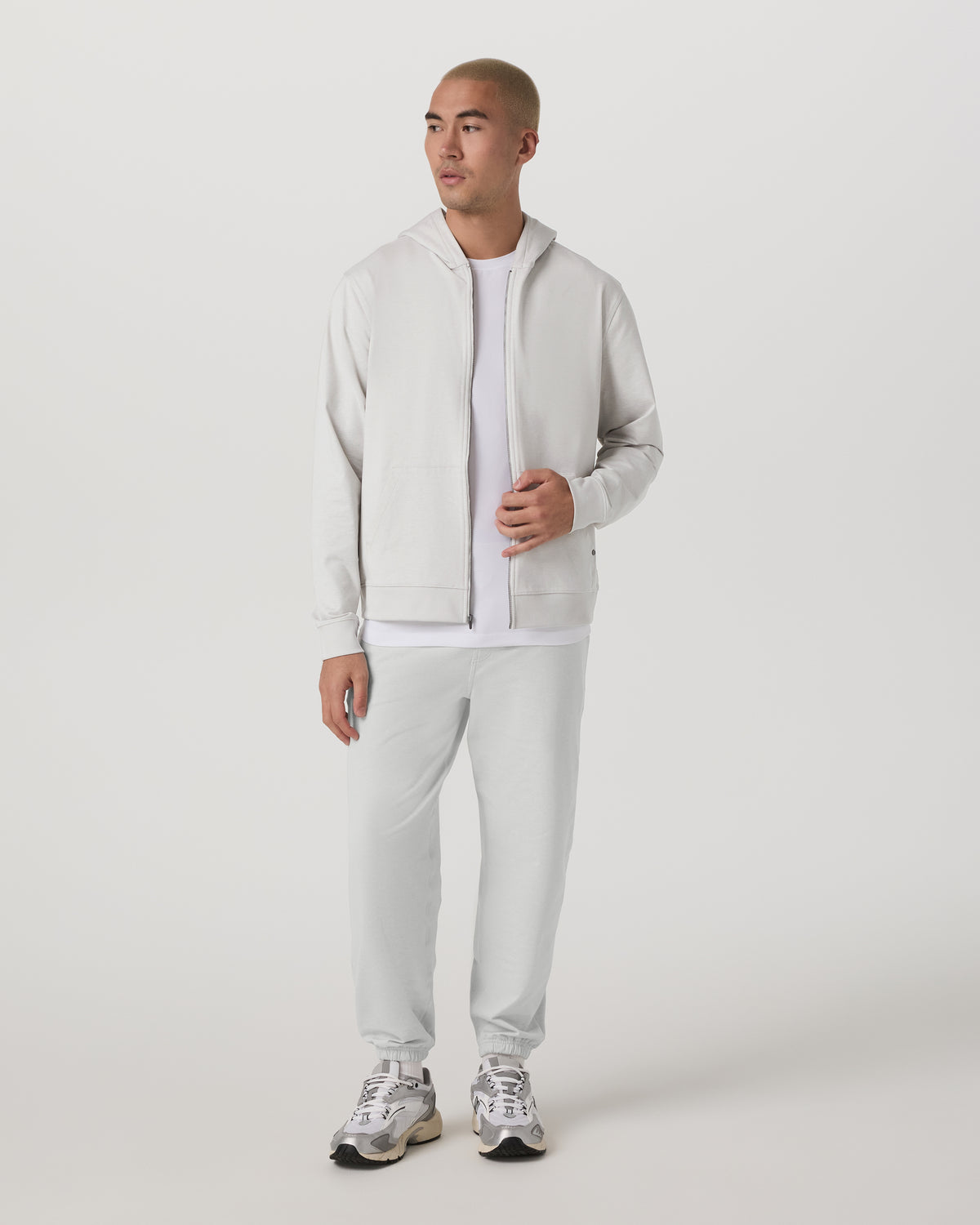 Men Vuori Coronado Full Zip Hoodie 2.0 Men's Salt Heather Jacket