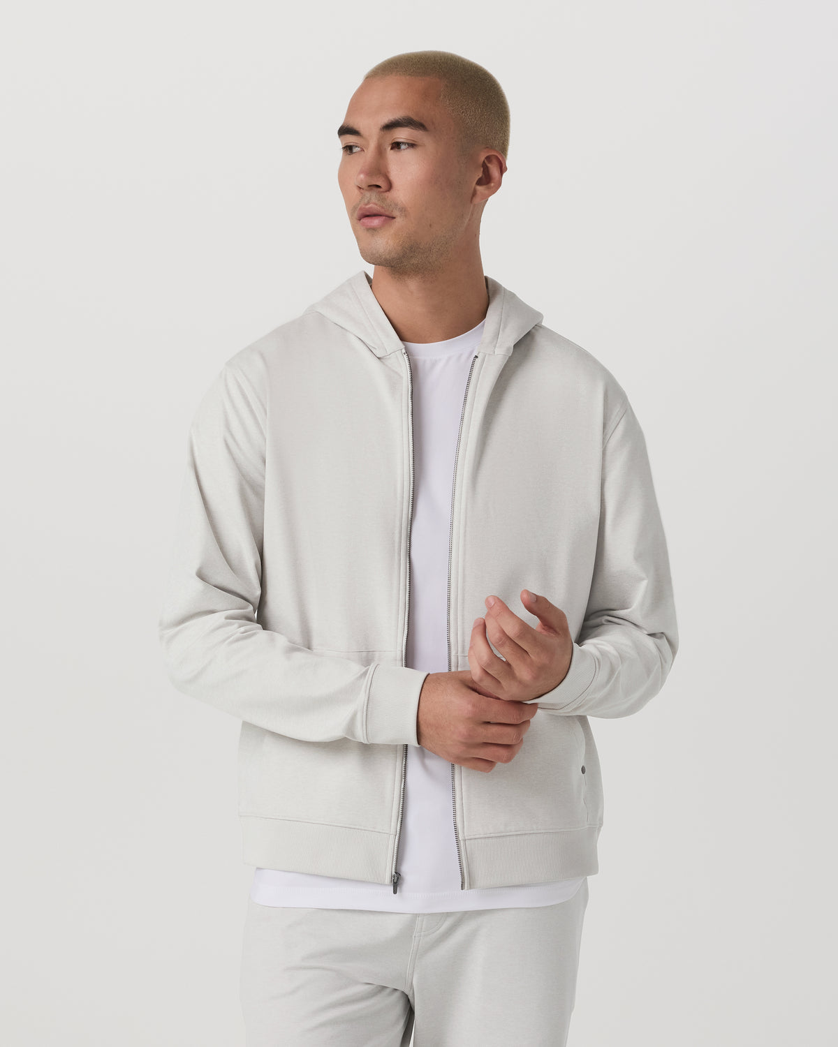 Men Vuori Coronado Full Zip Hoodie 2.0 Men's Salt Heather Jacket