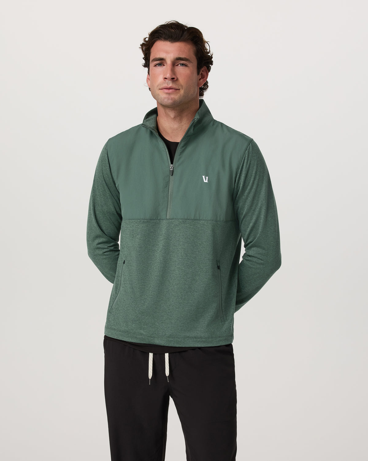 Men Vuori Sunday Element 1/2 Zip Agate Green Heather Pullover