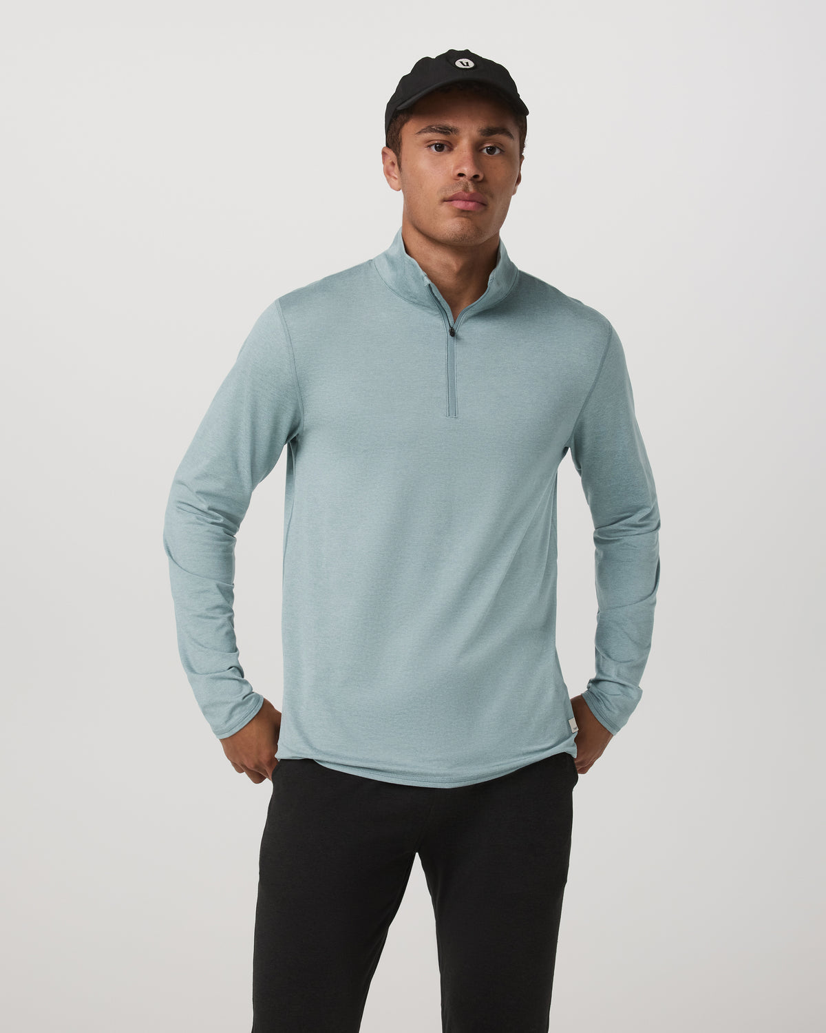 Men Vuori Ponto Half Zip Mock Neck Men's Misty Blue Heather Layer