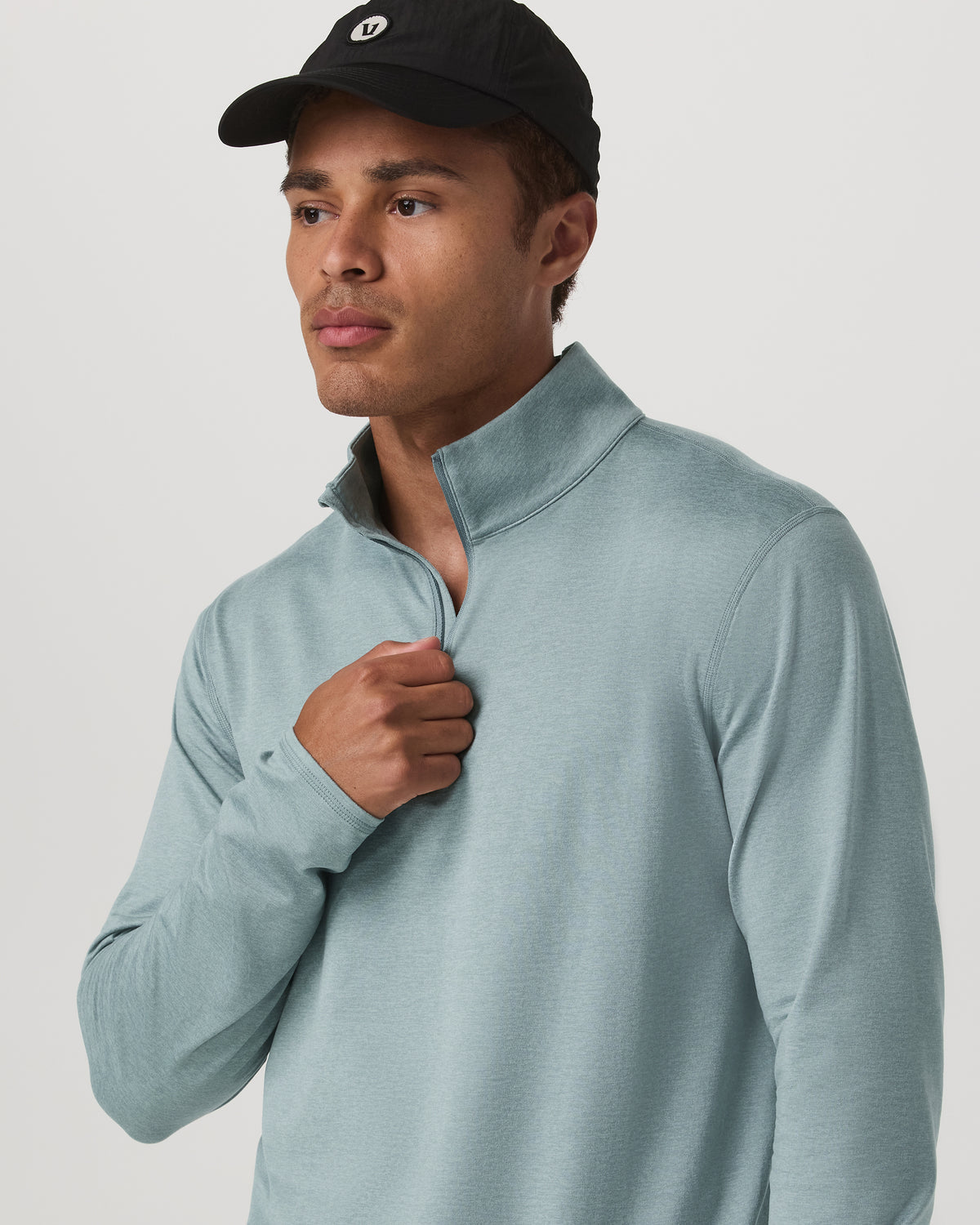 Men Vuori Ponto Half Zip Mock Neck Men's Misty Blue Heather Layer