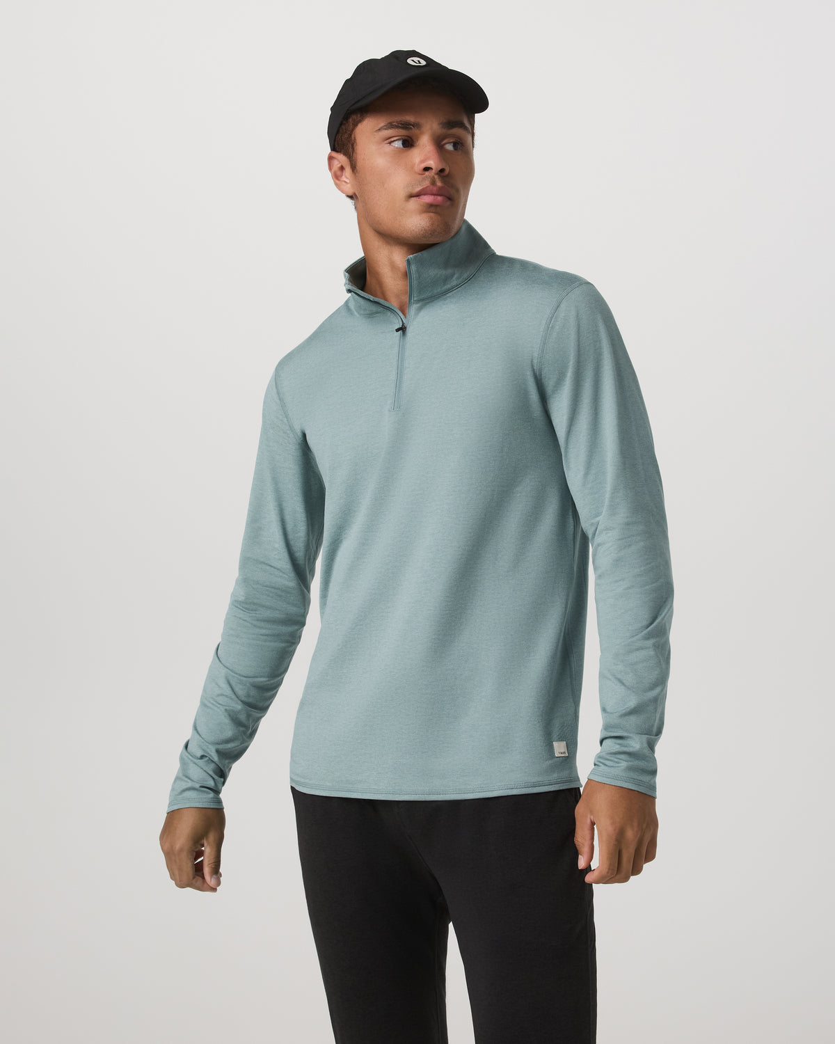 Men Vuori Ponto Half Zip Mock Neck Men's Misty Blue Heather Layer