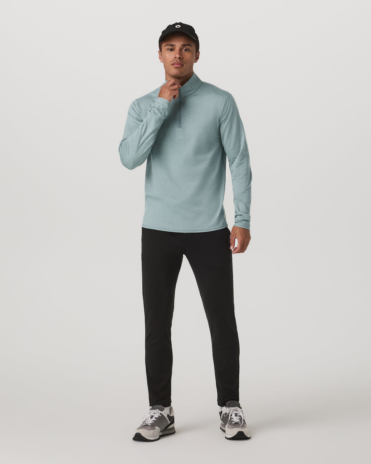 Men Vuori Ponto Half Zip Mock Neck Men's Misty Blue Heather Layer