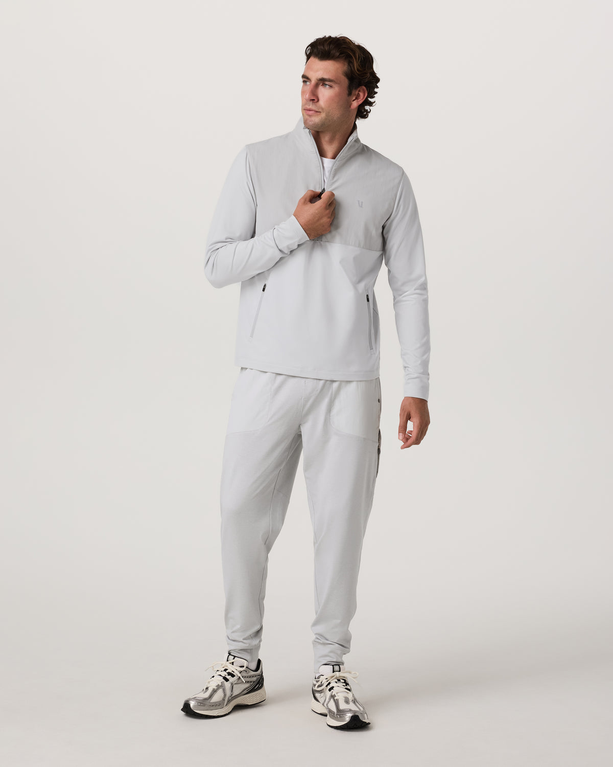 Men Vuori Sunday Element 1/2 Zip Men's Frost Grey Pullover