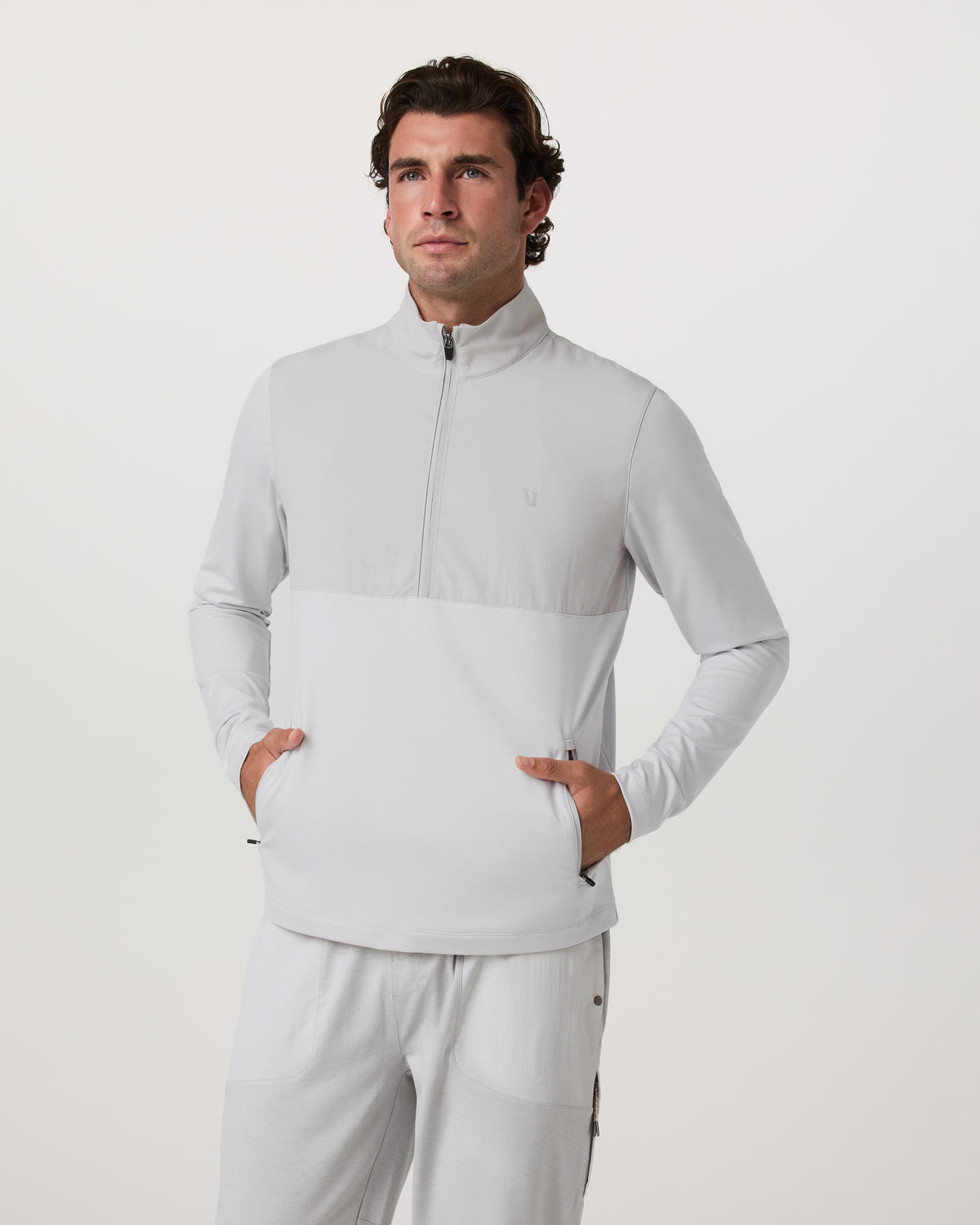 Men Vuori Sunday Element 1/2 Zip Men's Frost Grey Pullover