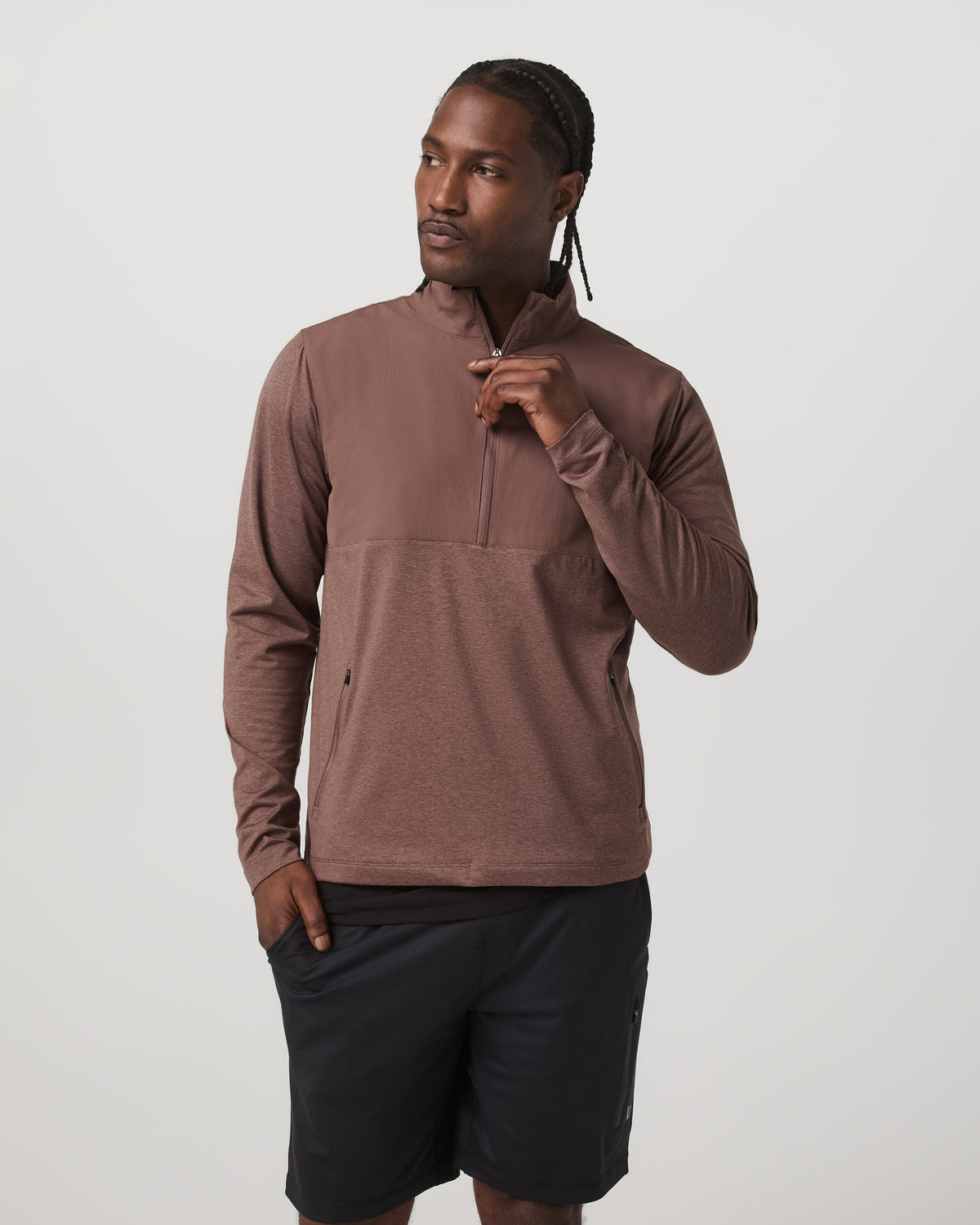 Men Vuori Sunday Element Half Zip Men's Sable Heather Layer