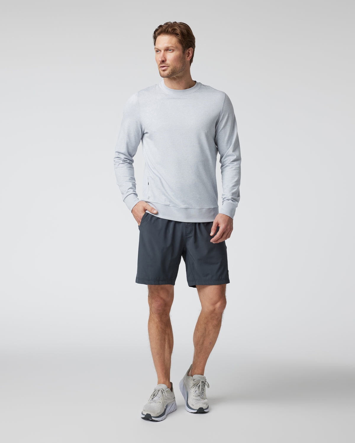 Men Vuori Ponto Performance Crew Men's Platinum White Pullover