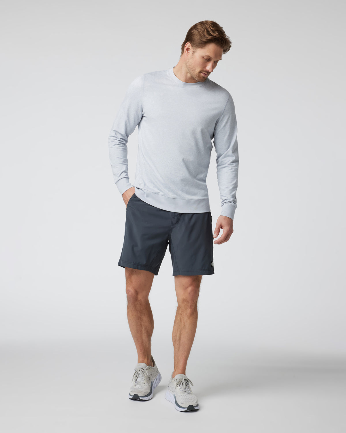 Men Vuori Ponto Performance Crew Men's Platinum White Pullover