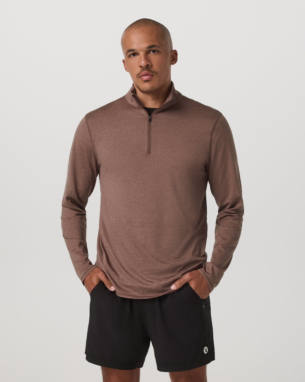 Men Vuori Ponto Half Zip Mock Neck Men's Sable Heather Layer
