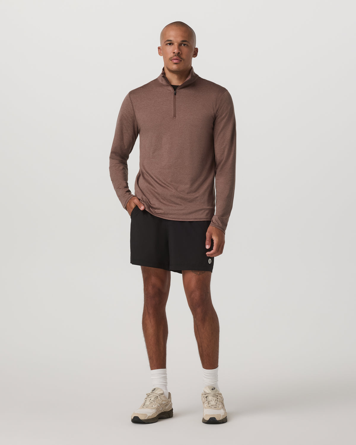 Men Vuori Ponto Half Zip Mock Neck Men's Sable Heather Layer