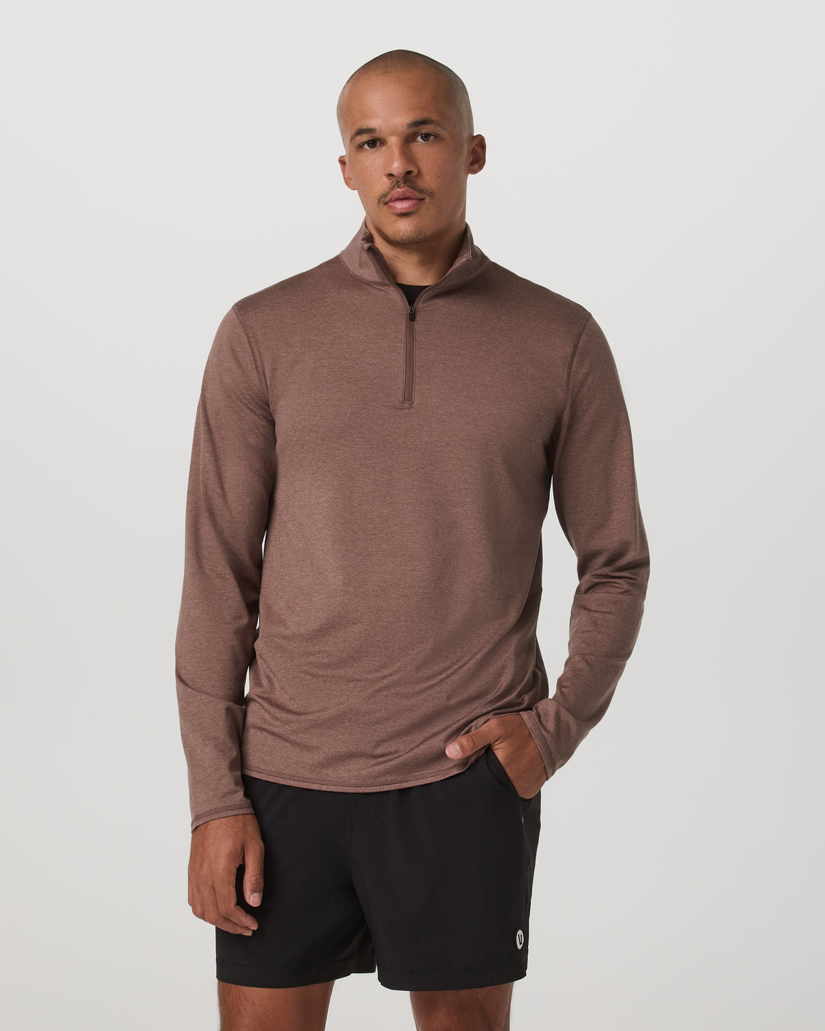 Men Vuori Ponto Half Zip Mock Neck Men's Sable Heather Layer