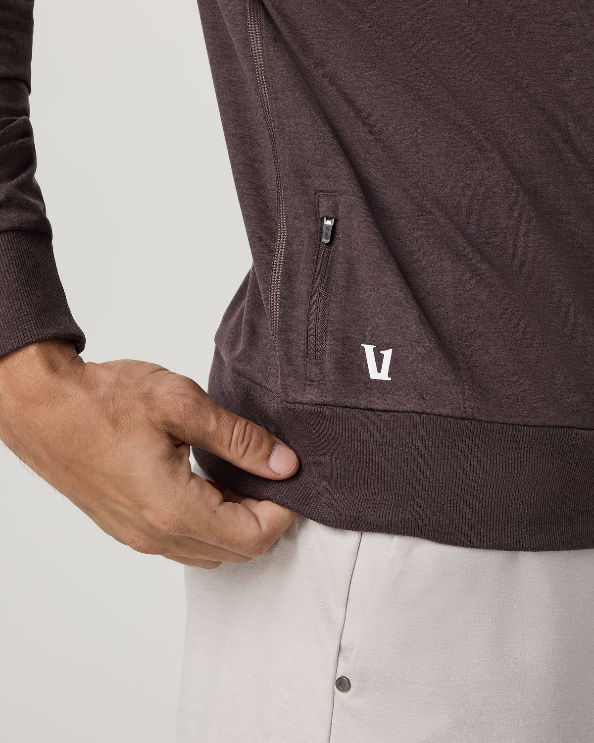 Men Vuori Ponto Performance Crew Men's Sangria Heather Crew Neck