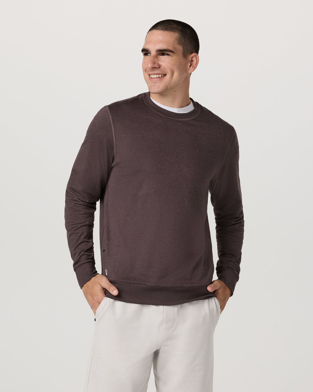 Men Vuori Ponto Performance Crew Men's Sangria Heather Crew Neck