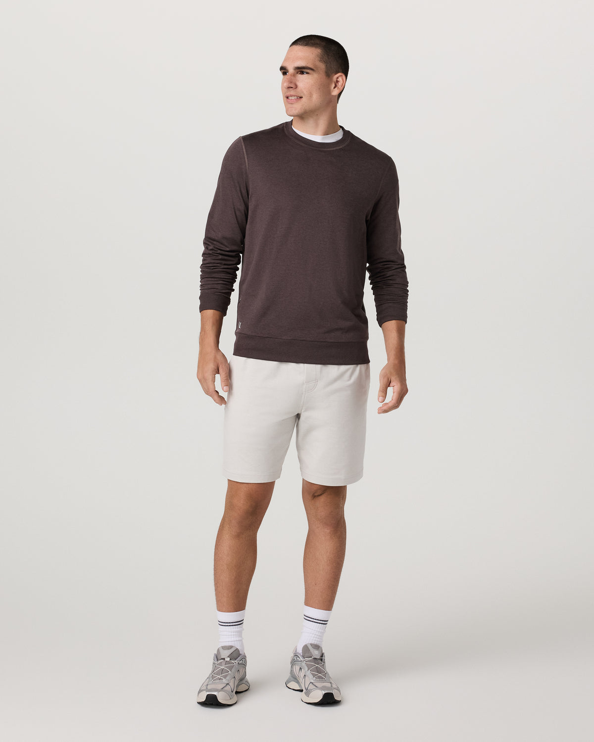 Men Vuori Ponto Performance Crew Men's Sangria Heather Crew Neck