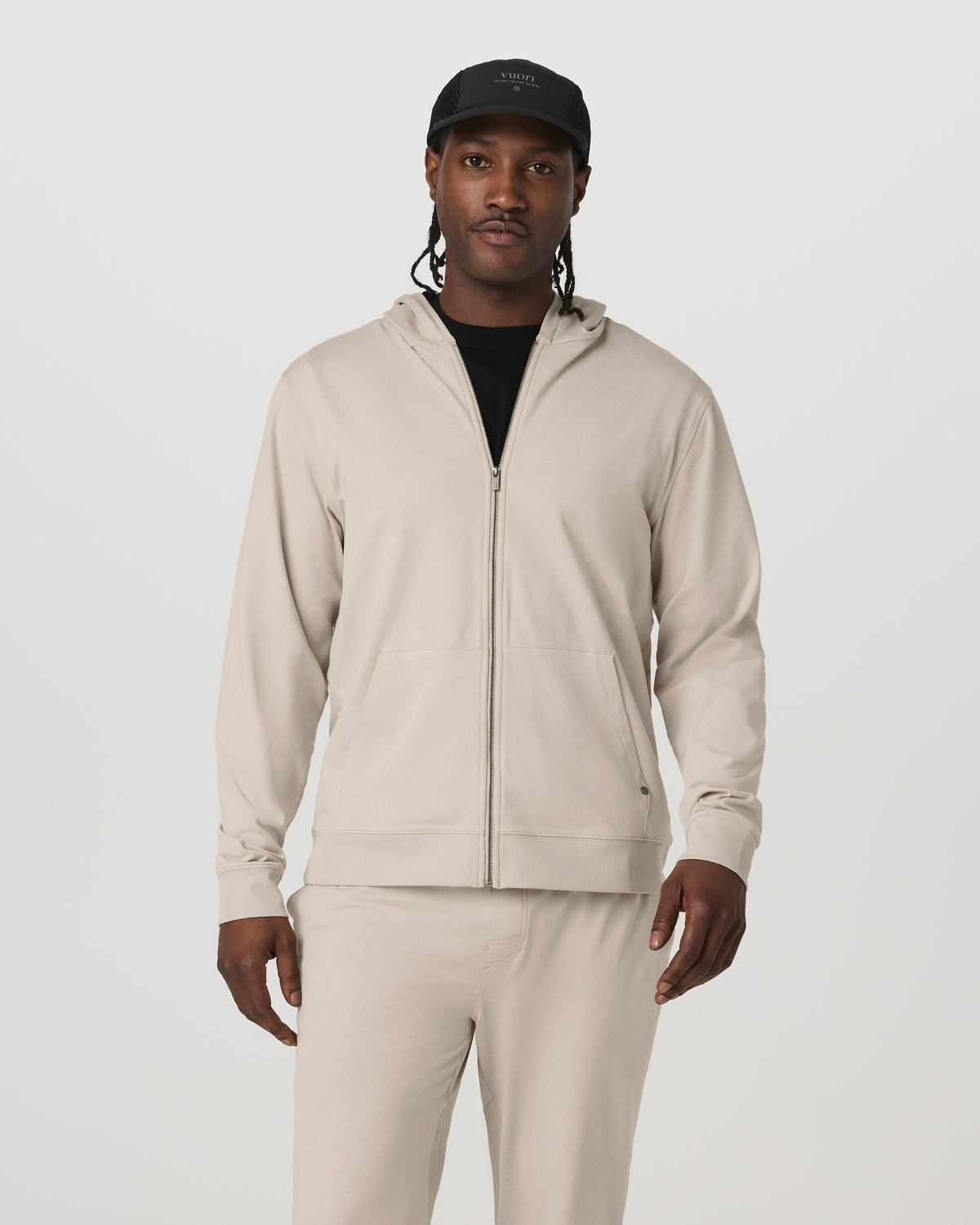 Men Vuori Men's Coronado Full Zip Hoodie 2.0 Limestone Heather