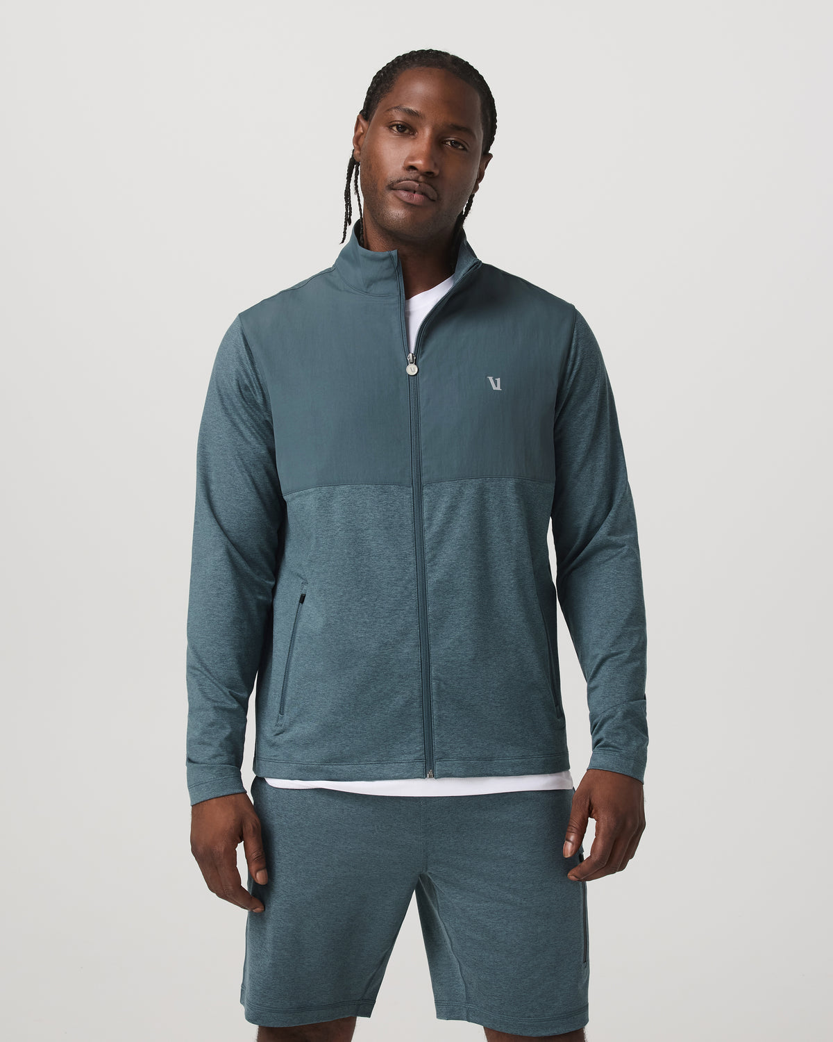 Men Vuori Sunday Element Track Jacket Men's Blue Sea Heather Jacket