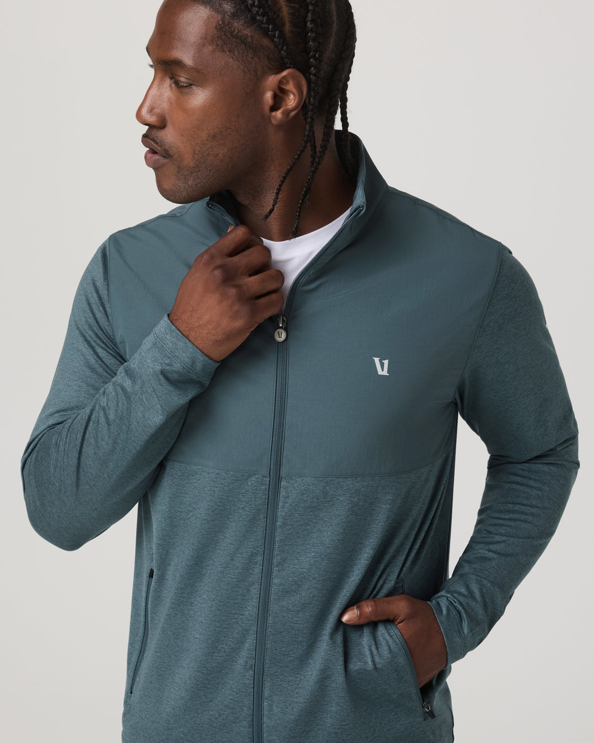 Men Vuori Sunday Element Track Jacket Men's Blue Sea Heather Jacket