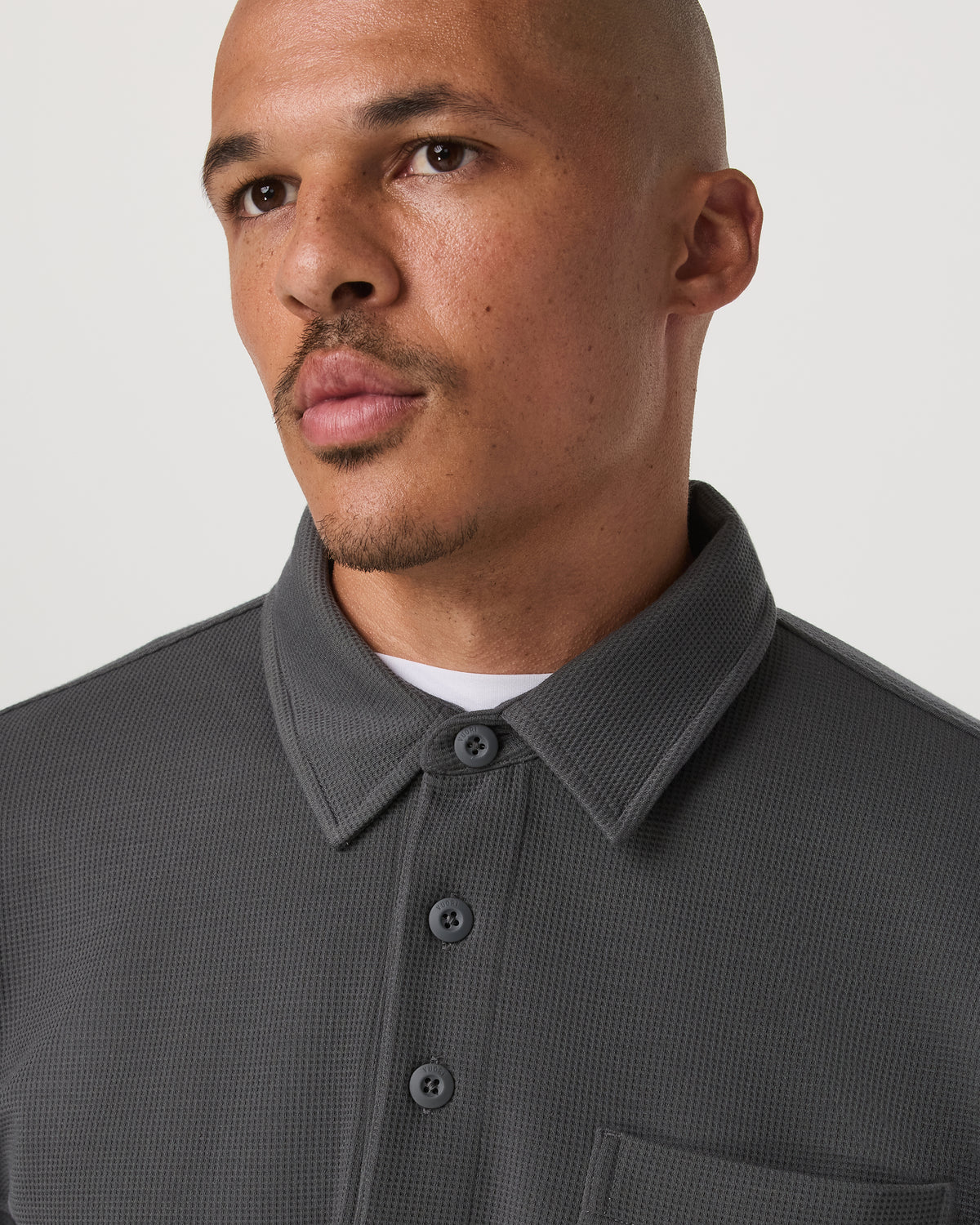 Men Vuori Long Sleeve Waffle Polo Men's Dark Pewter Polo Shirt