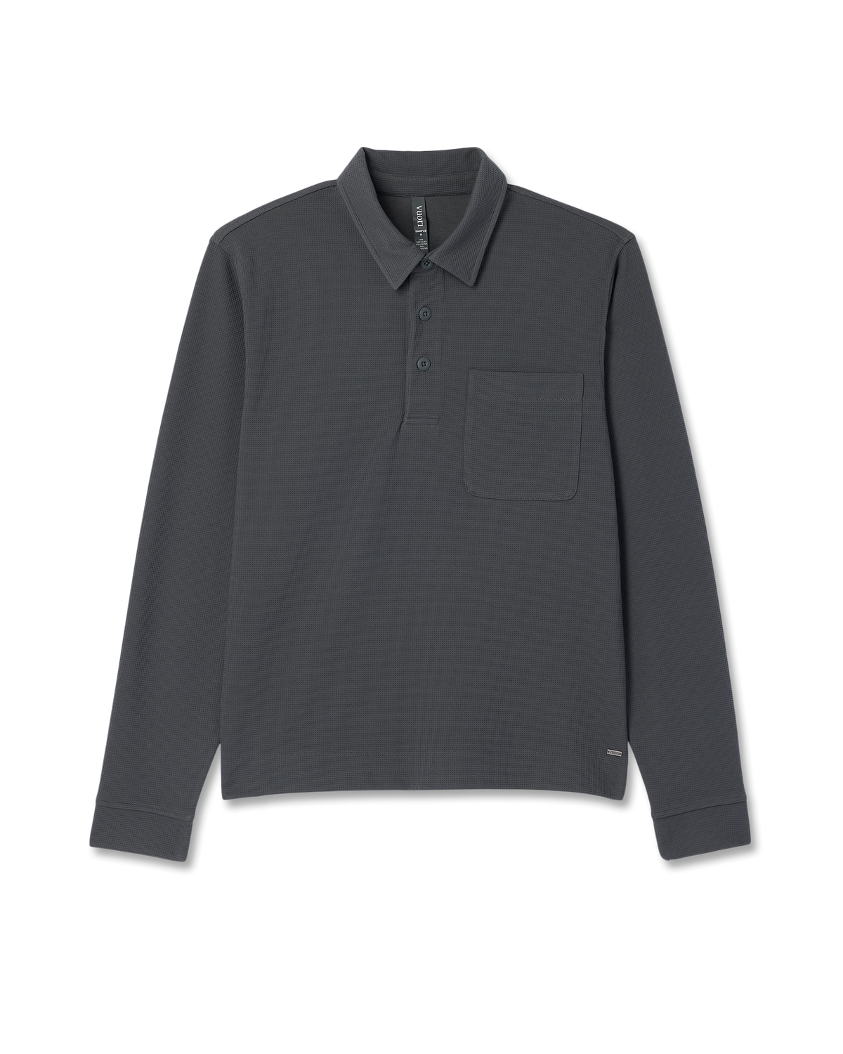 Men Vuori Long Sleeve Waffle Polo Men's Dark Pewter Polo Shirt