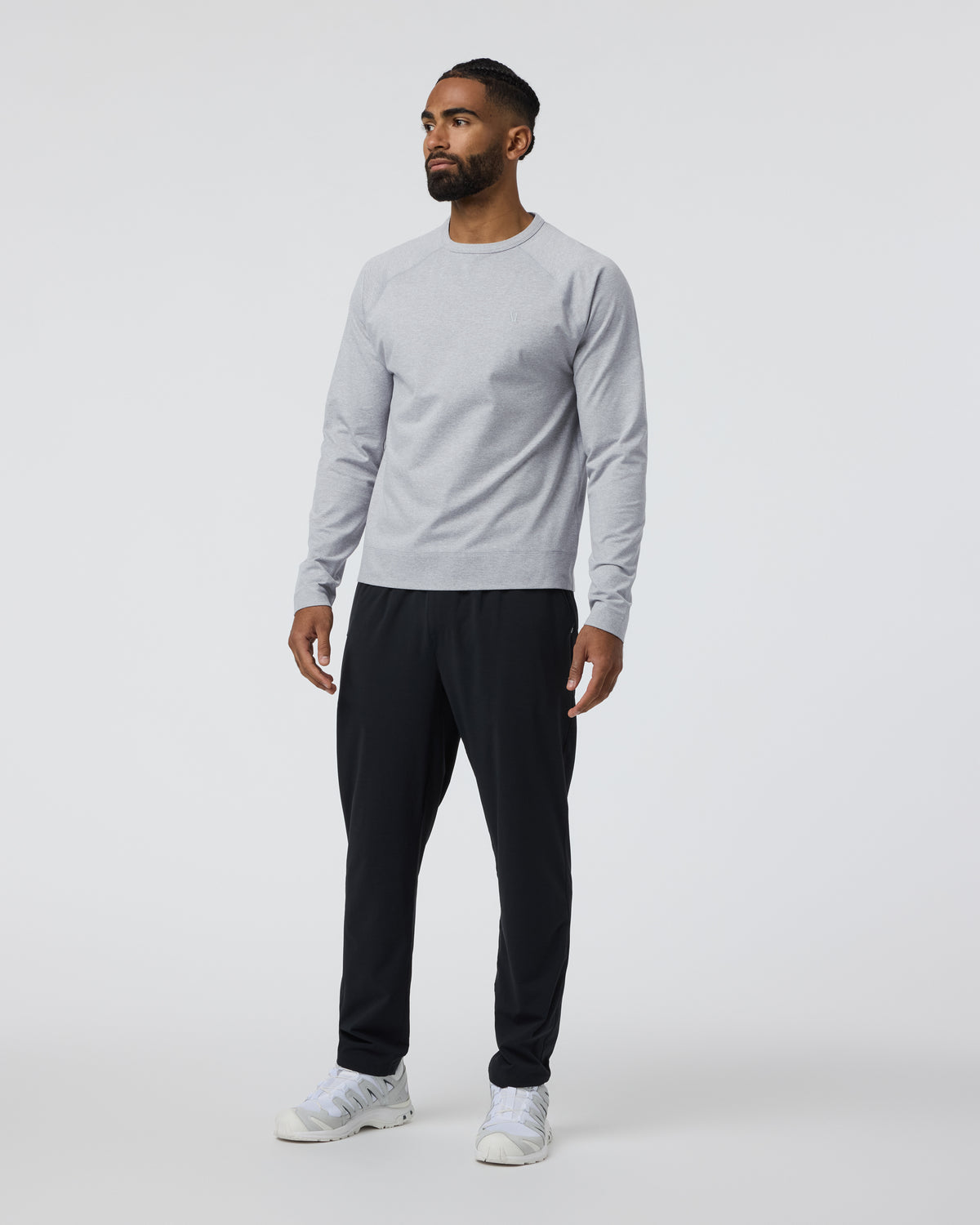Men Vuori Coronado Crew Light Heather Grey