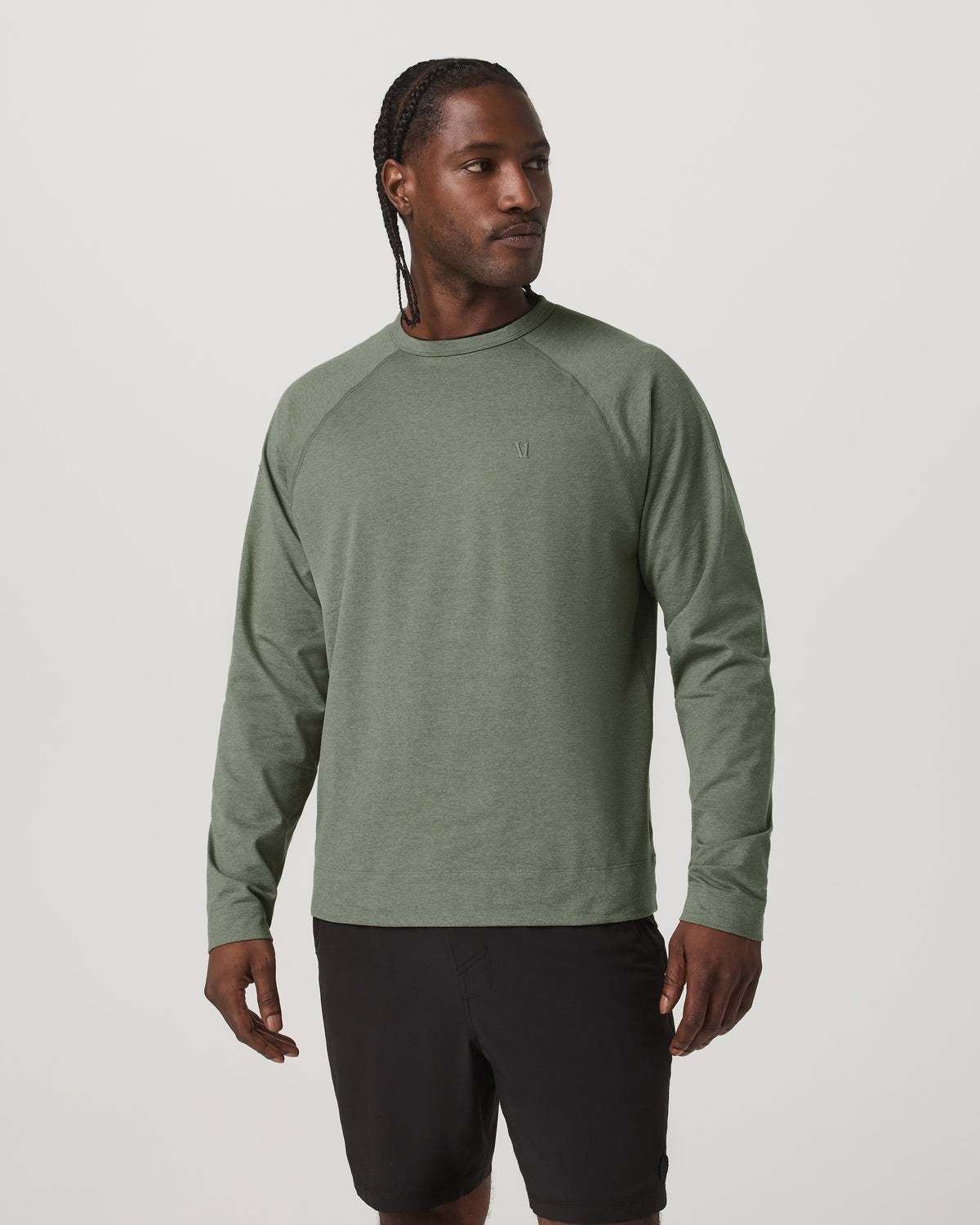Men Vuori Men's Coronado Crew - Relaxed Fit Light Oregano Heather
