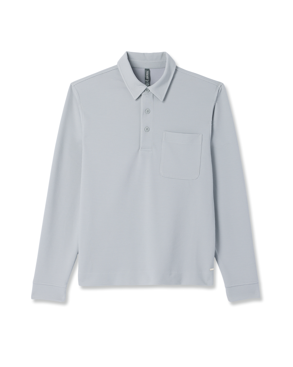 Men Vuori Long Sleeve Waffle Polo Men's Sea Fog Polo Shirt