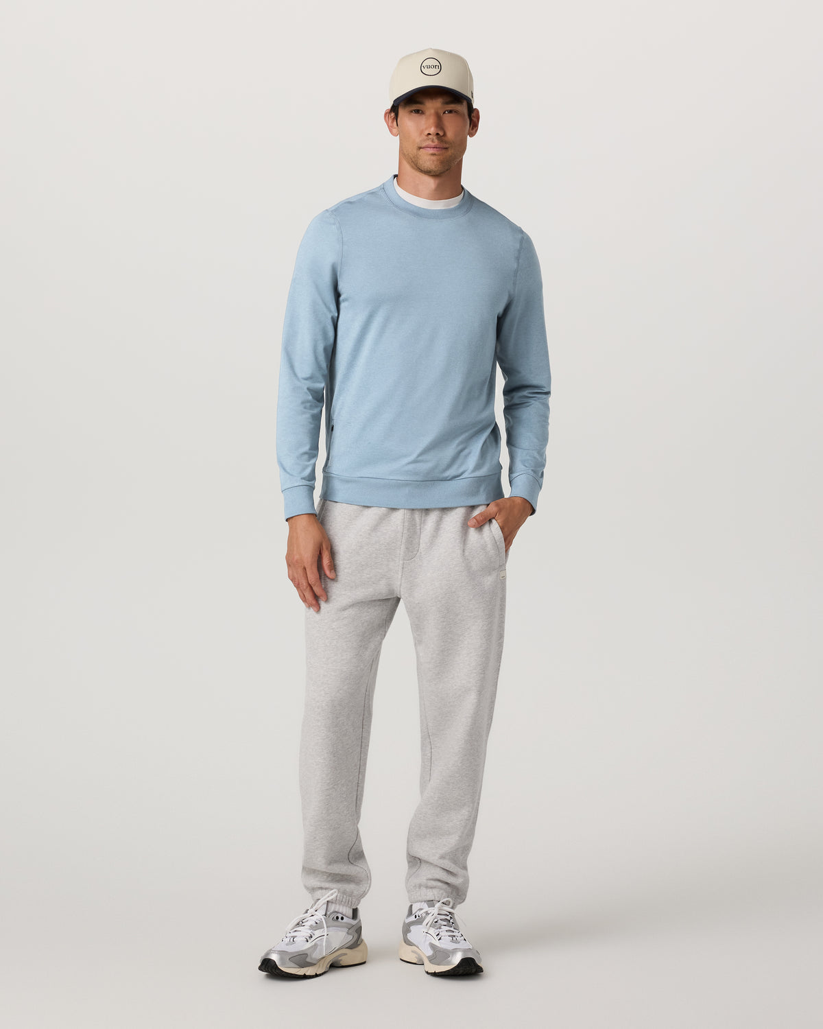 Men Vuori Ponto Performance Crew Men's Flint Heather Crew Neck