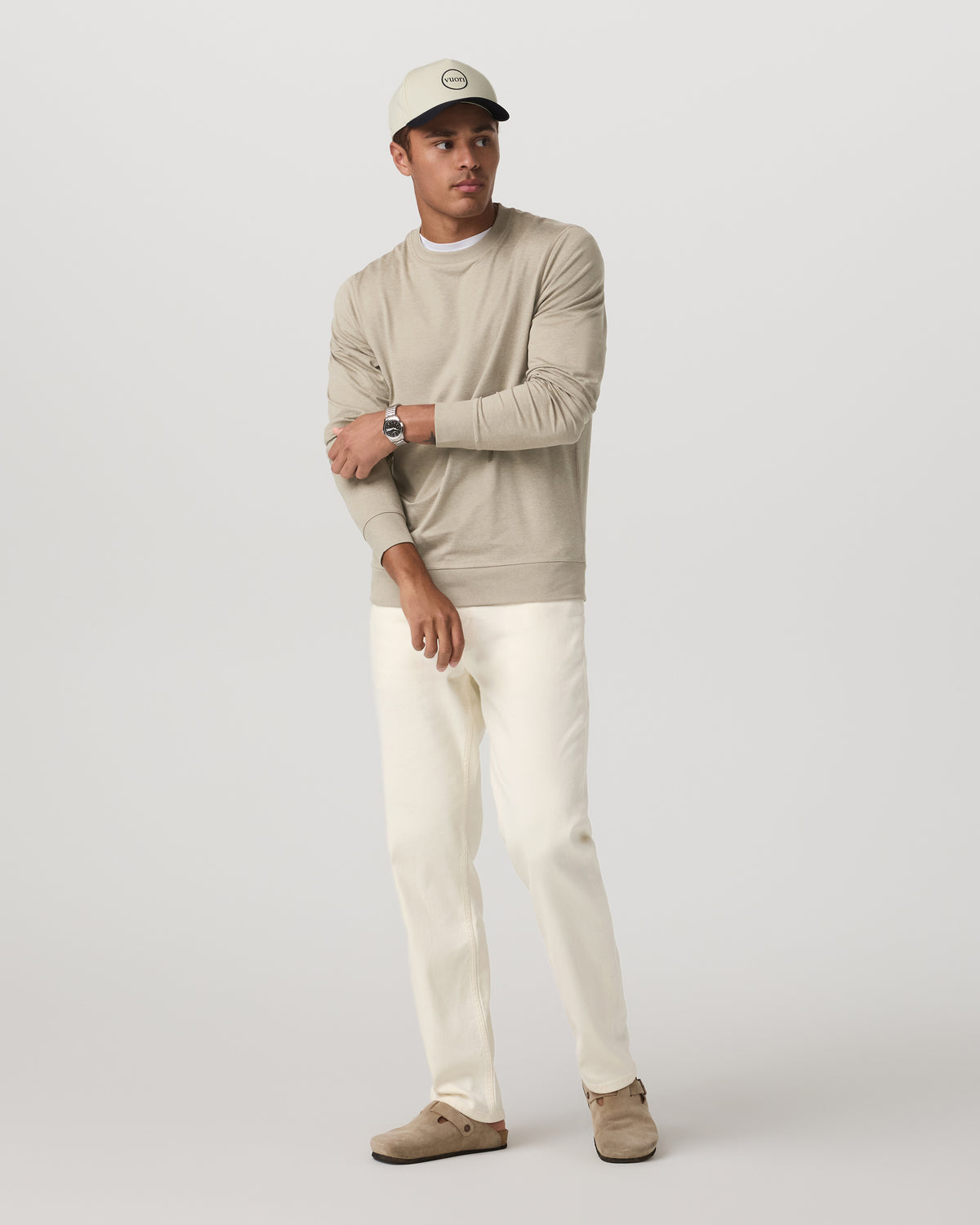 Men Vuori Ponto Performance Crew Men's Truffle Heather Crew Neck