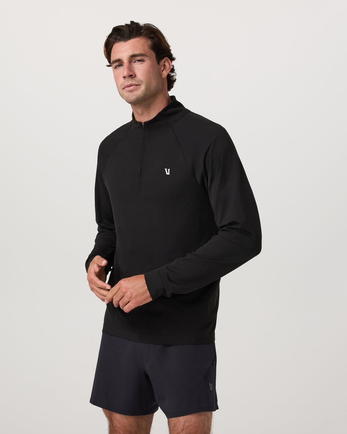 Men Vuori Clearview Seamless Quarter Zip Men's Black Long Sleeve